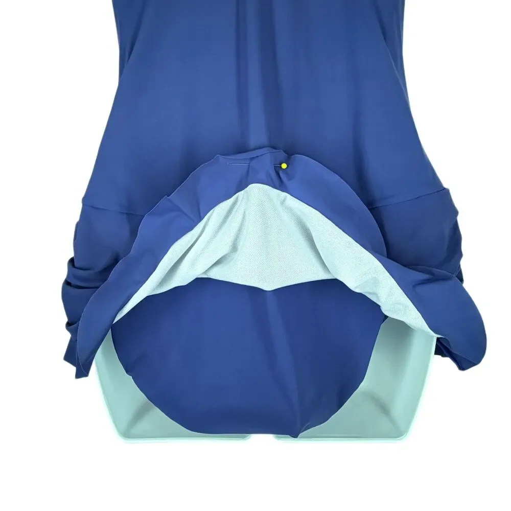 Profile by Gottex Swimsuit 12 One Piece w Skirt Blue Swim Dress Ruched Braided - Picture 3 of 10